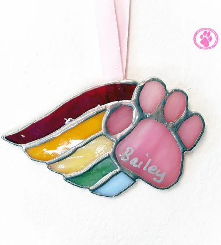 Suncatcher rainbow ornament with dog paw