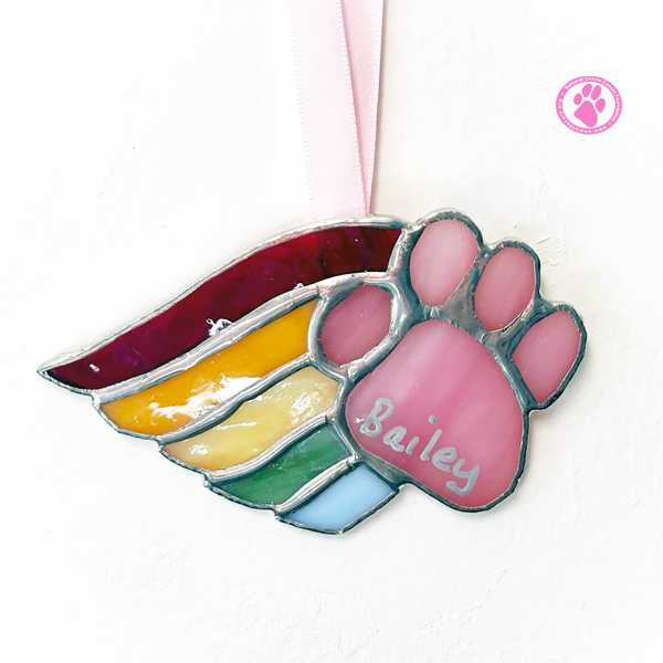 Suncatcher rainbow ornament with dog paw
